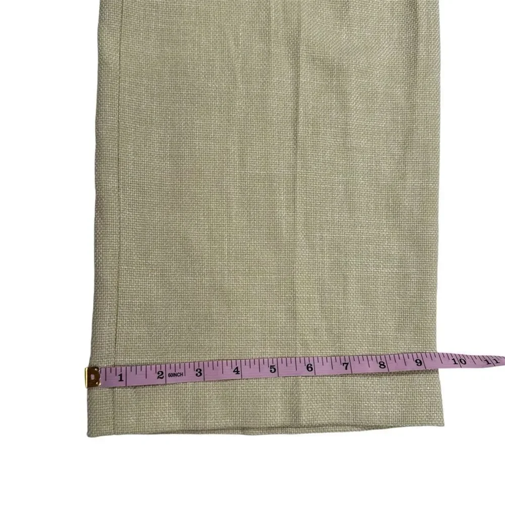 House of Harlow 1969 Textured Pleated Straight Leg Trouser Pants Sz 8 Sage Green